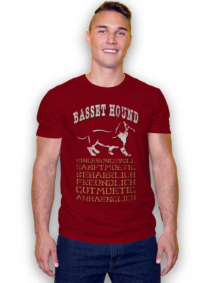 hund-basset-hound-t-shirt bordeaux 2
