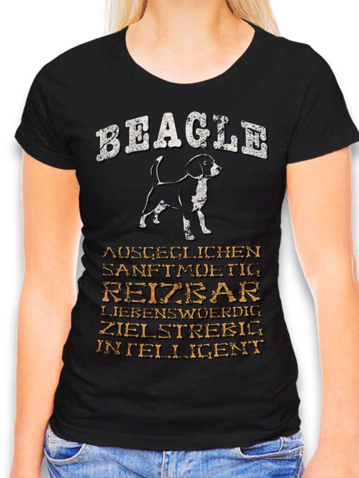 hund-beagle-damen-t-shirt schwarz 1