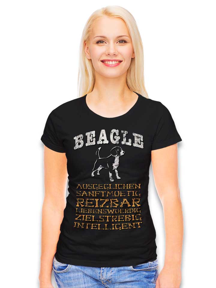 hund-beagle-damen-t-shirt schwarz 2