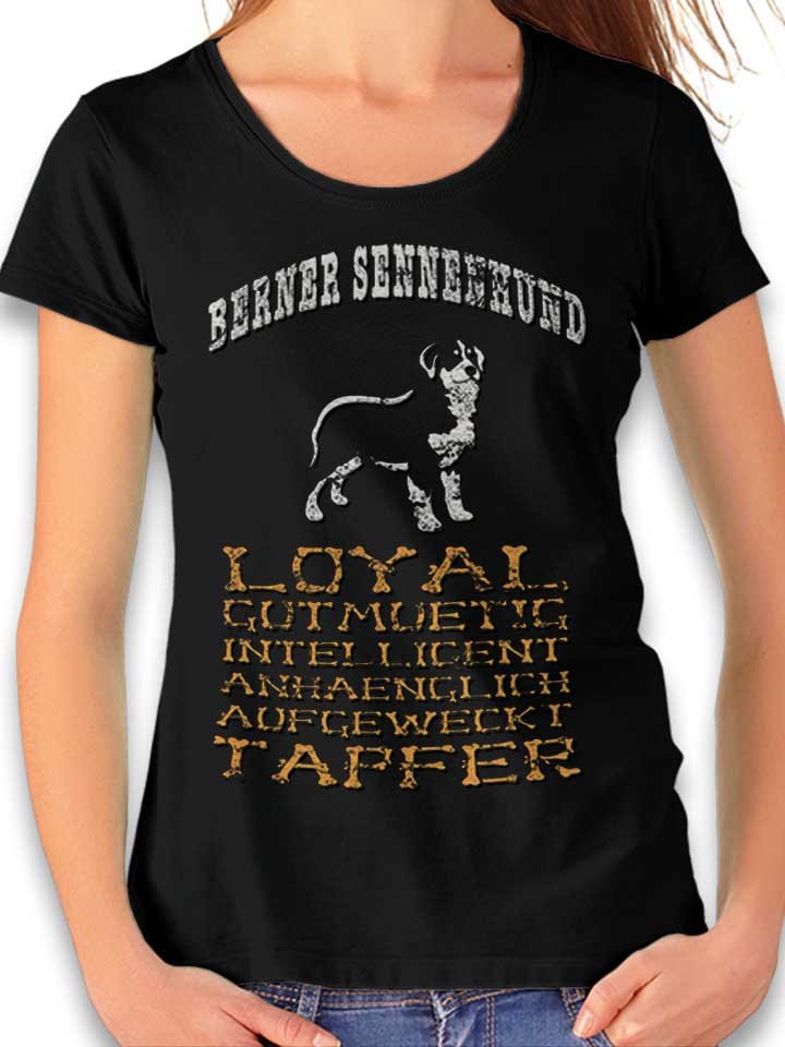 Hund Berner Sennenhund Damen T-Shirt schwarz L