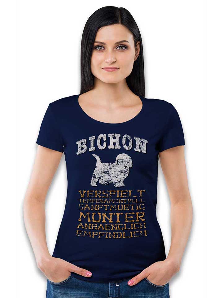 hund-bichon-damen-t-shirt dunkelblau 2