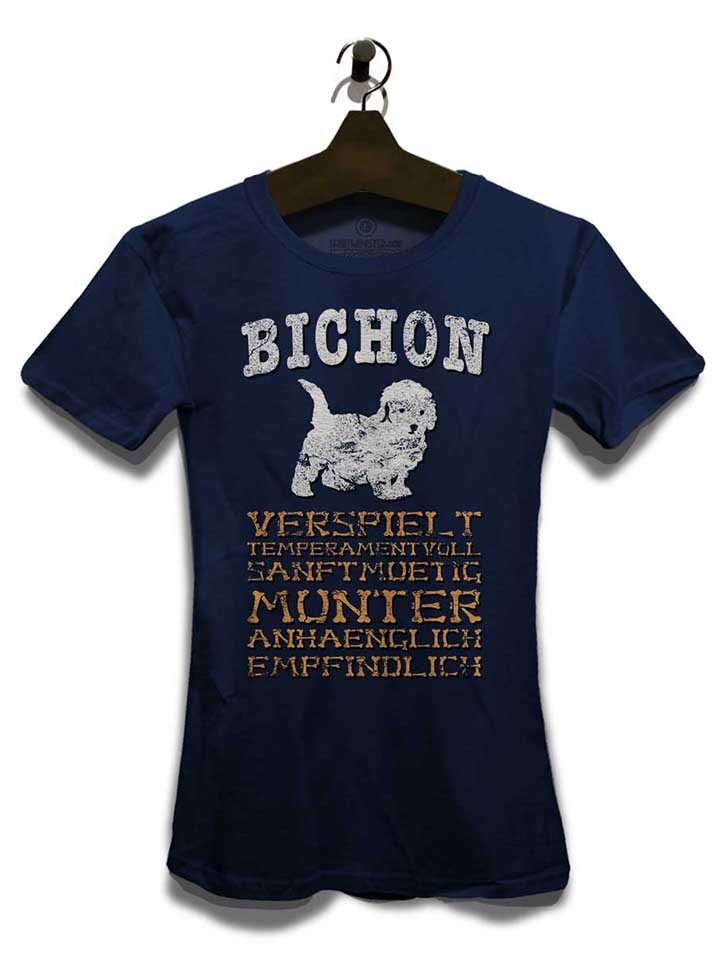 hund-bichon-damen-t-shirt dunkelblau 3