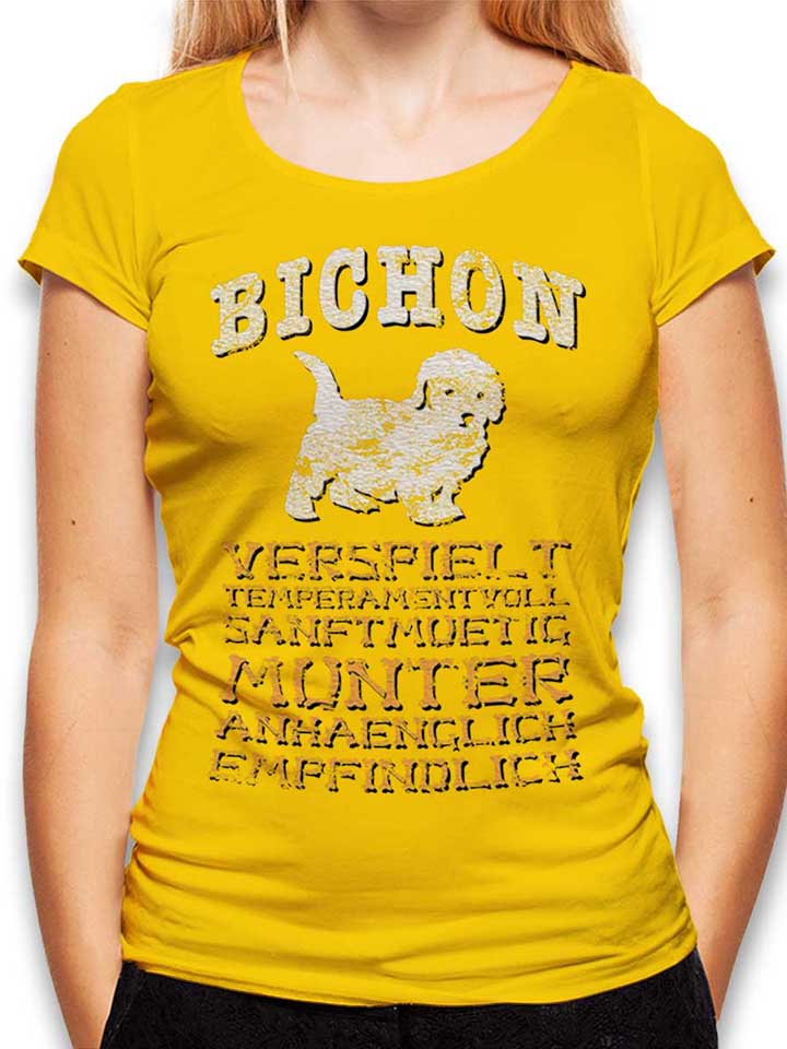 Hund Bichon T-Shirt Donna giallo L