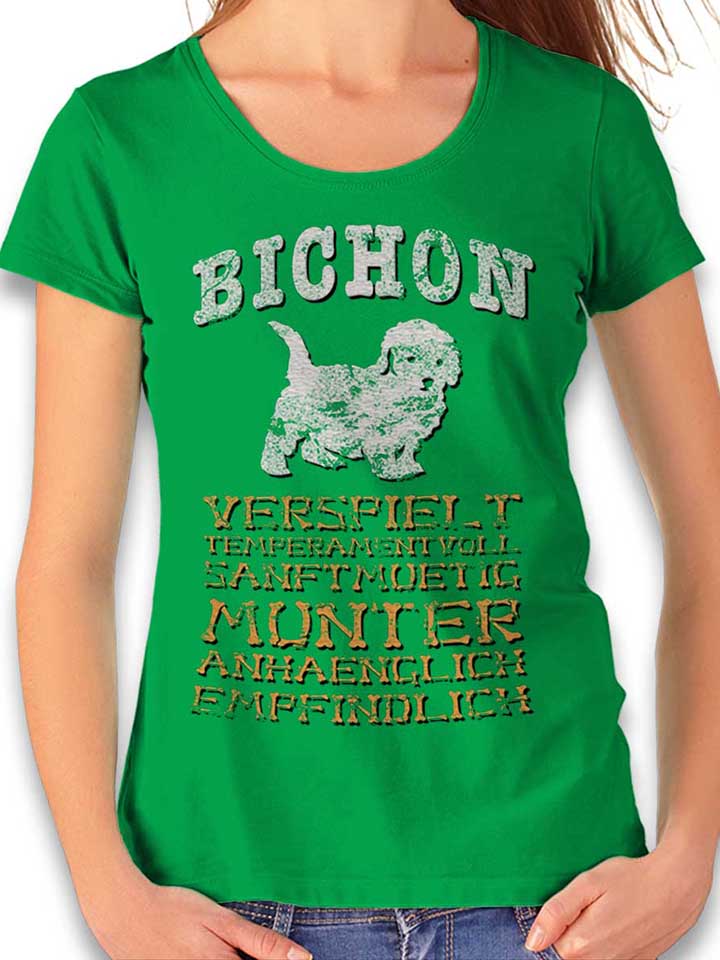 hund-bichon-damen-t-shirt gruen 1