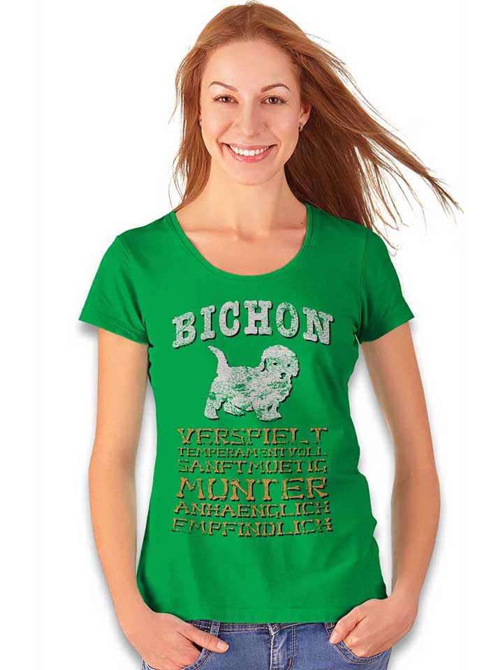hund-bichon-damen-t-shirt gruen 2