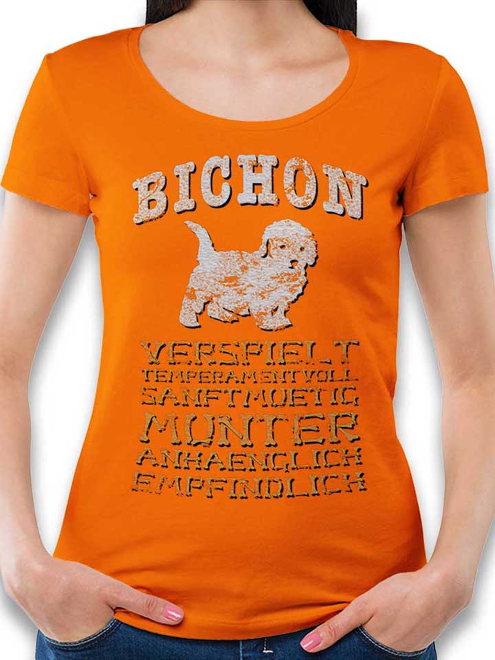hund-bichon-damen-t-shirt orange 1