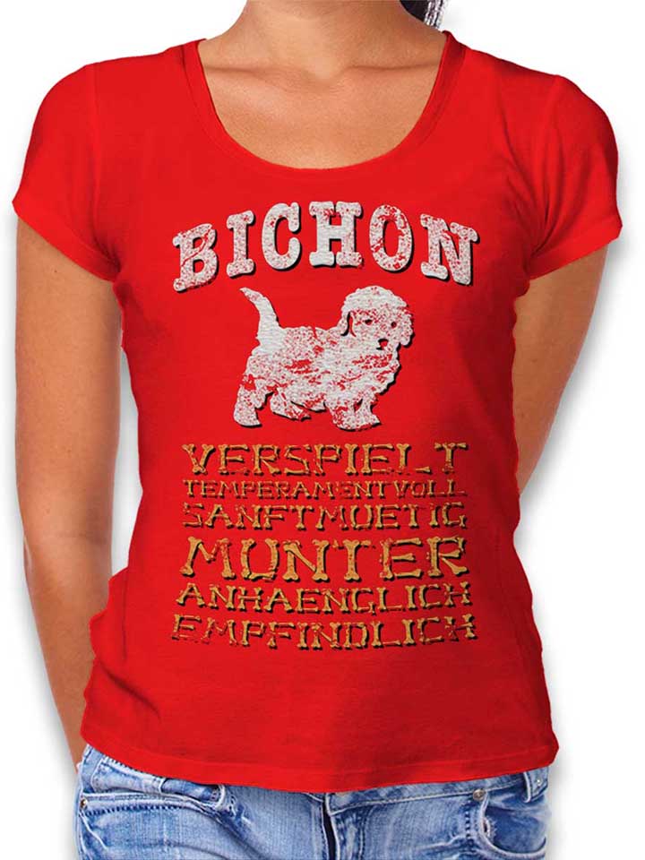 hund-bichon-damen-t-shirt rot 1