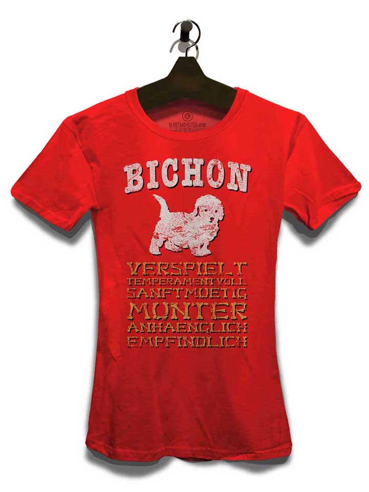 hund-bichon-damen-t-shirt rot 3