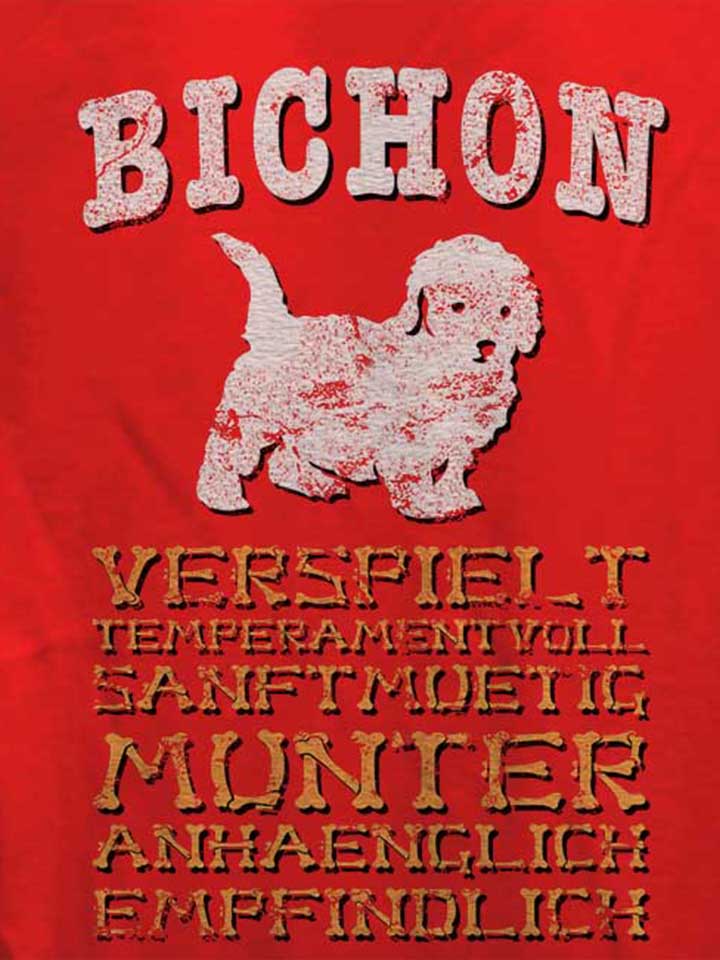 hund-bichon-damen-t-shirt rot 4
