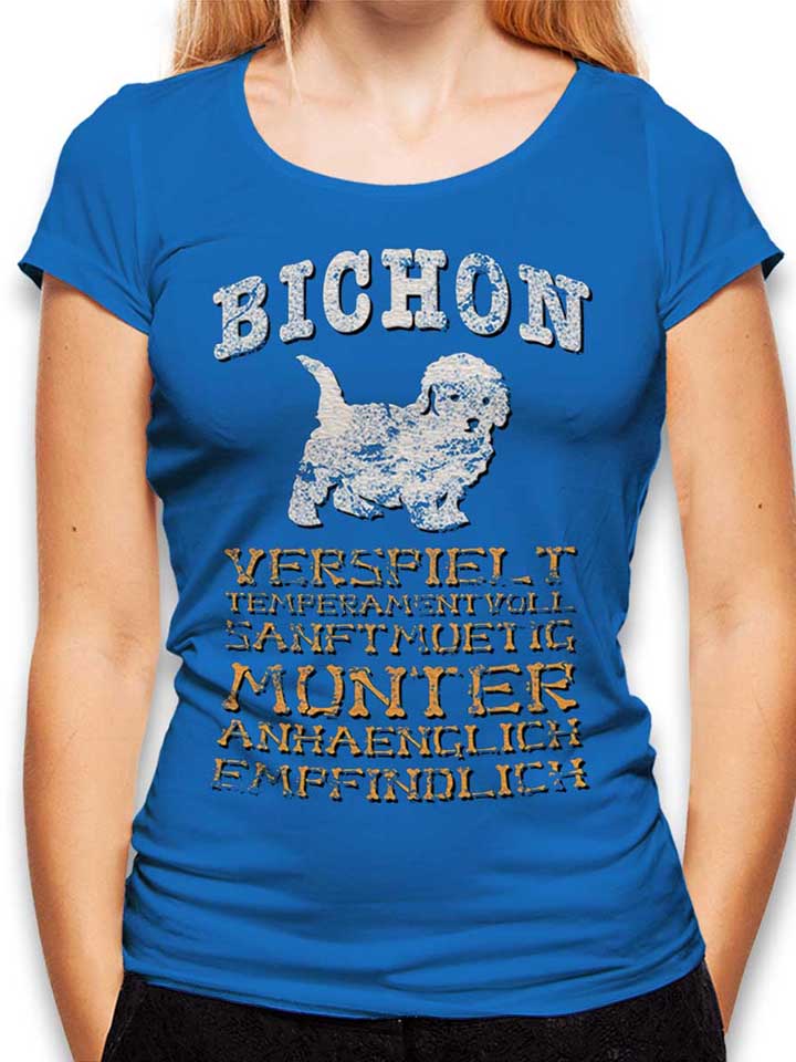 Hund Bichon Damen T-Shirt royal L