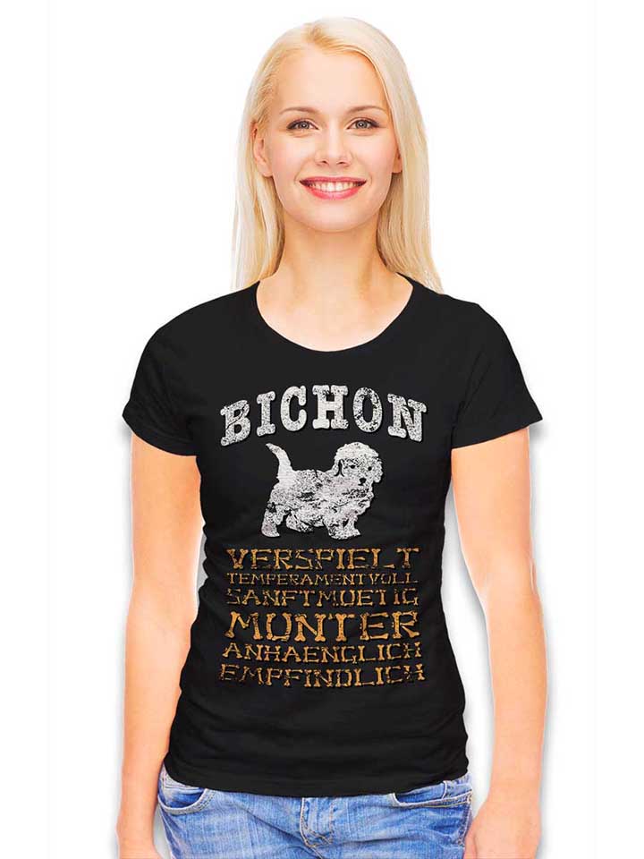 hund-bichon-damen-t-shirt schwarz 2