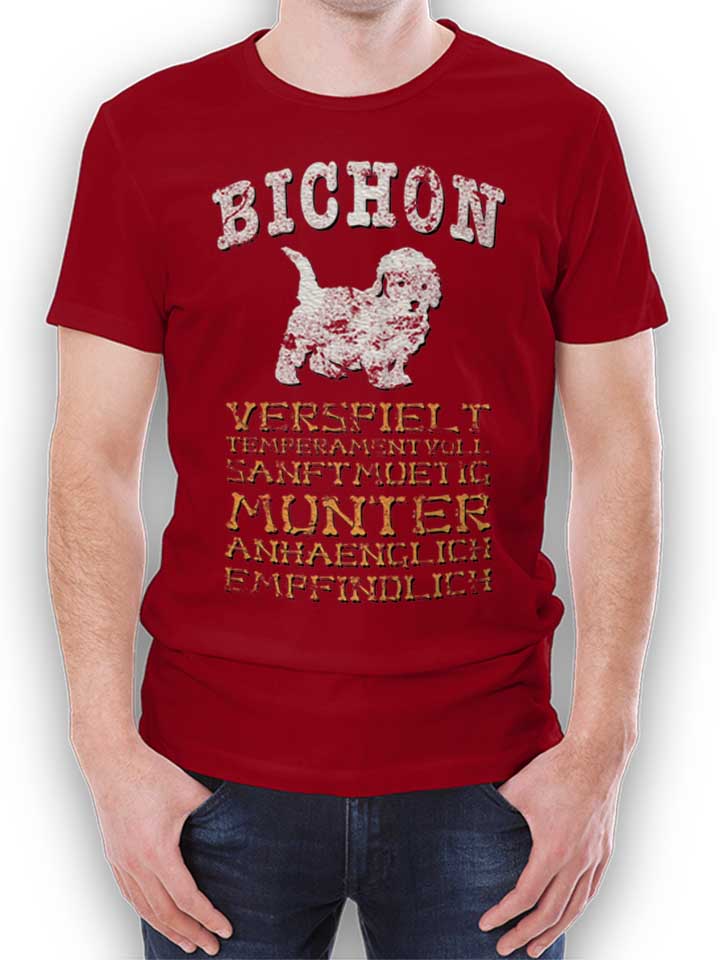 Hund Bichon T-Shirt bordeaux L