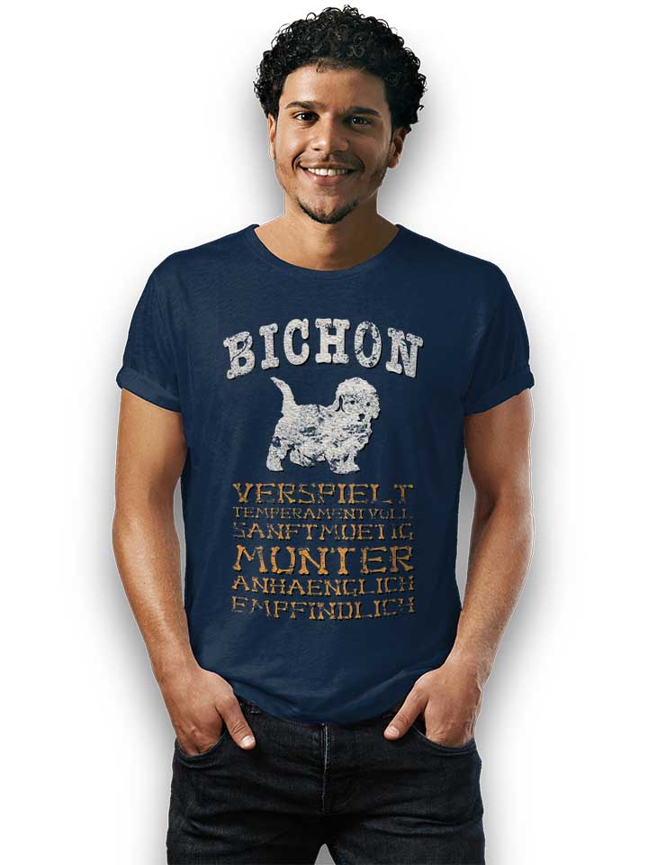 hund-bichon-t-shirt dunkelblau 2