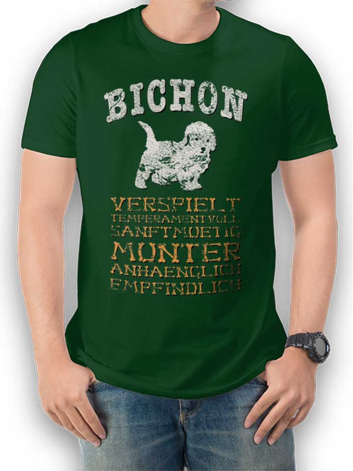 hund-bichon-t-shirt dunkelgruen 1