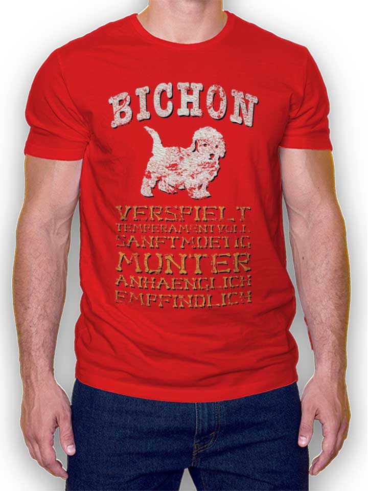 hund-bichon-t-shirt rot 1