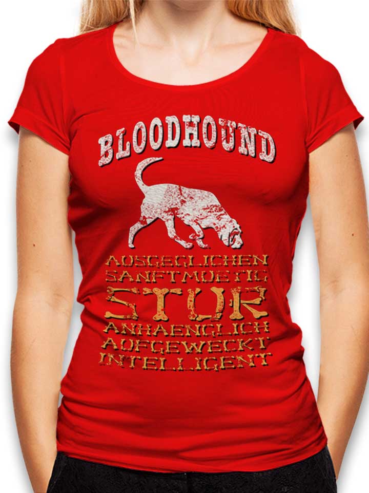 hund-bloodhound-damen-t-shirt rot 1