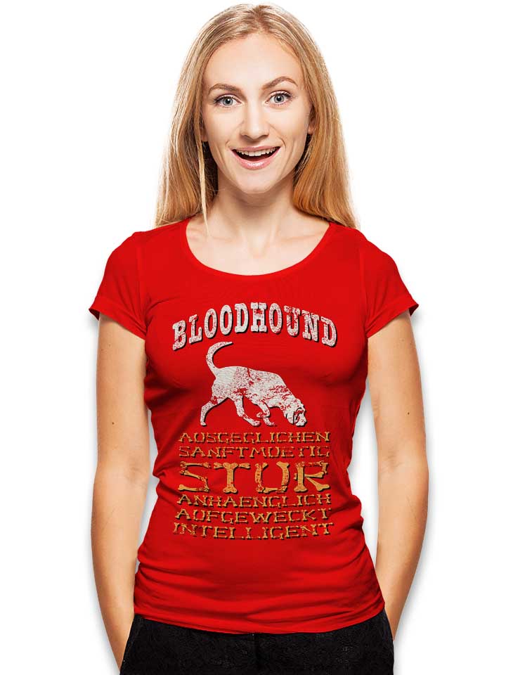 hund-bloodhound-damen-t-shirt rot 2