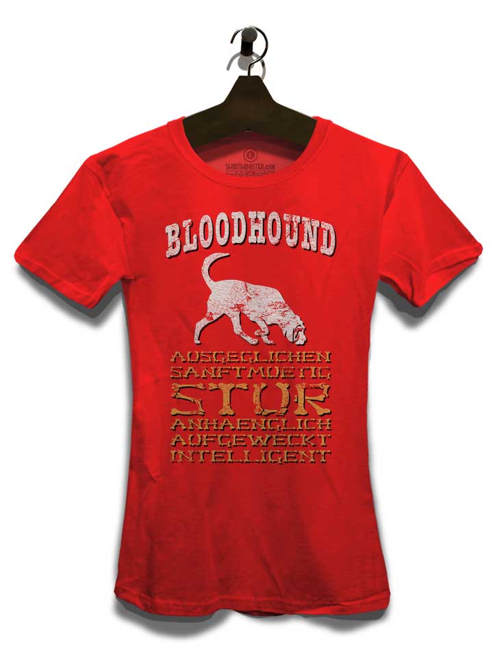 hund-bloodhound-damen-t-shirt rot 3