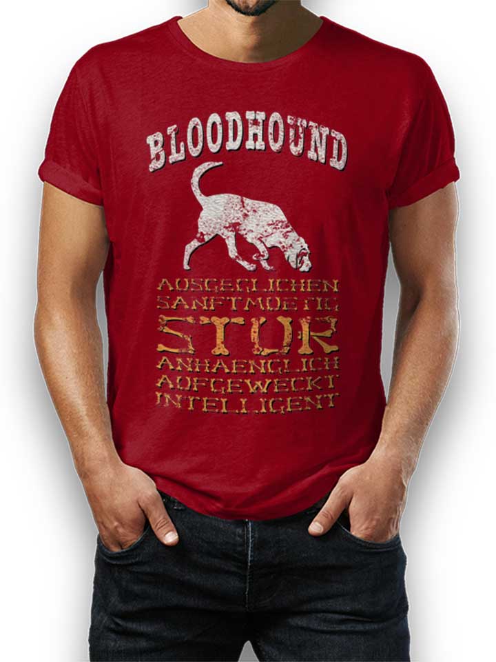 Hund Bloodhound T-Shirt bordeaux L