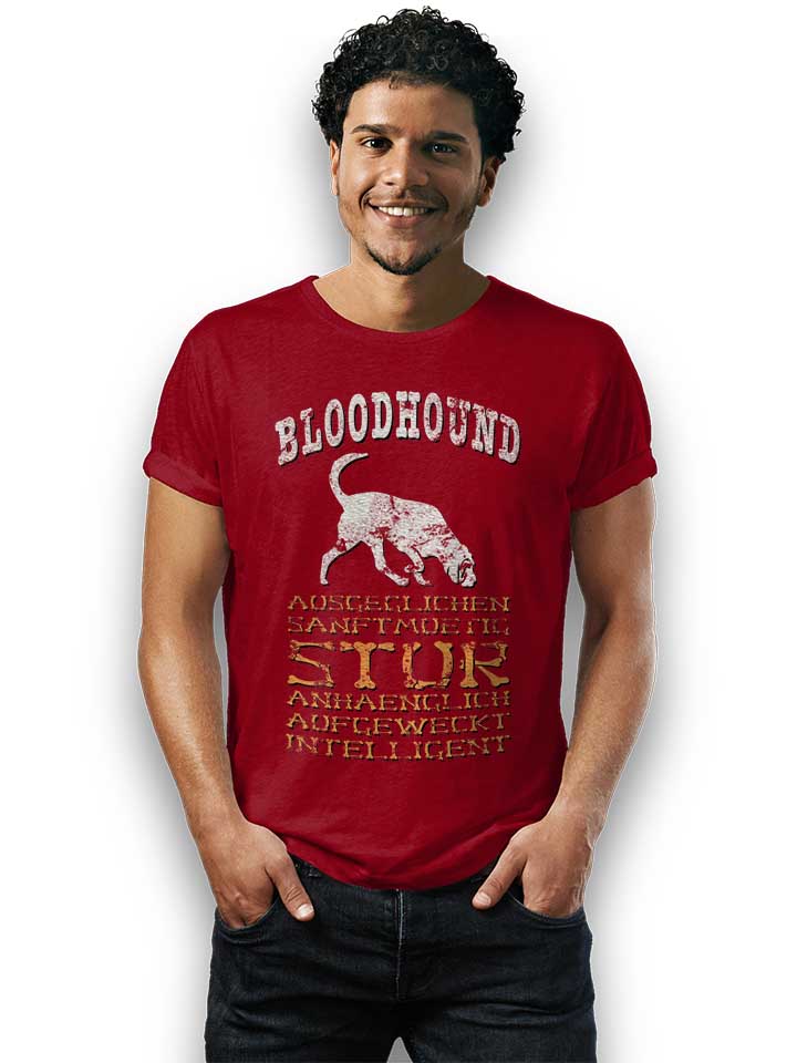hund-bloodhound-t-shirt bordeaux 2