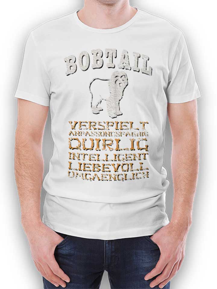 Hund Bobtail T-Shirt weiss L