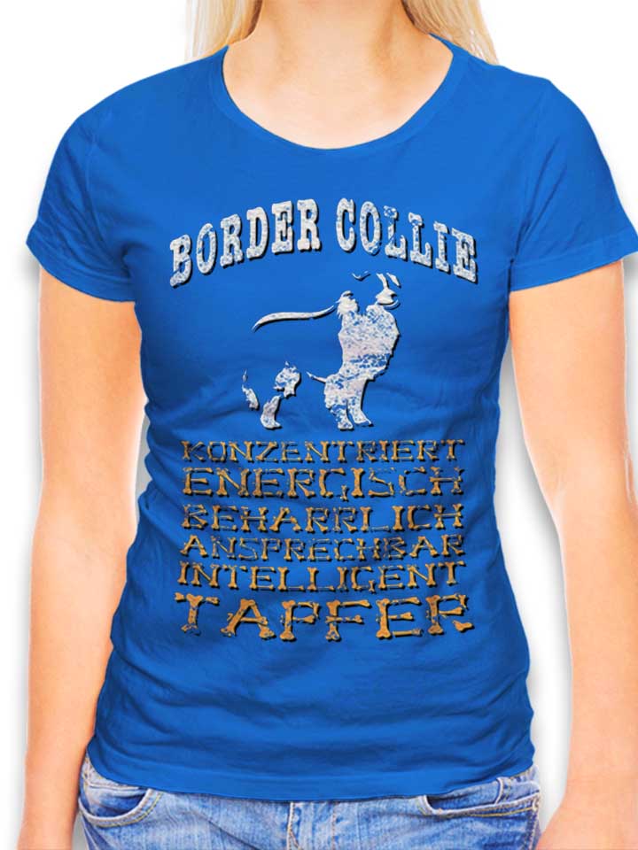 Hund Border Collie T-Shirt Femme bleu-roi L