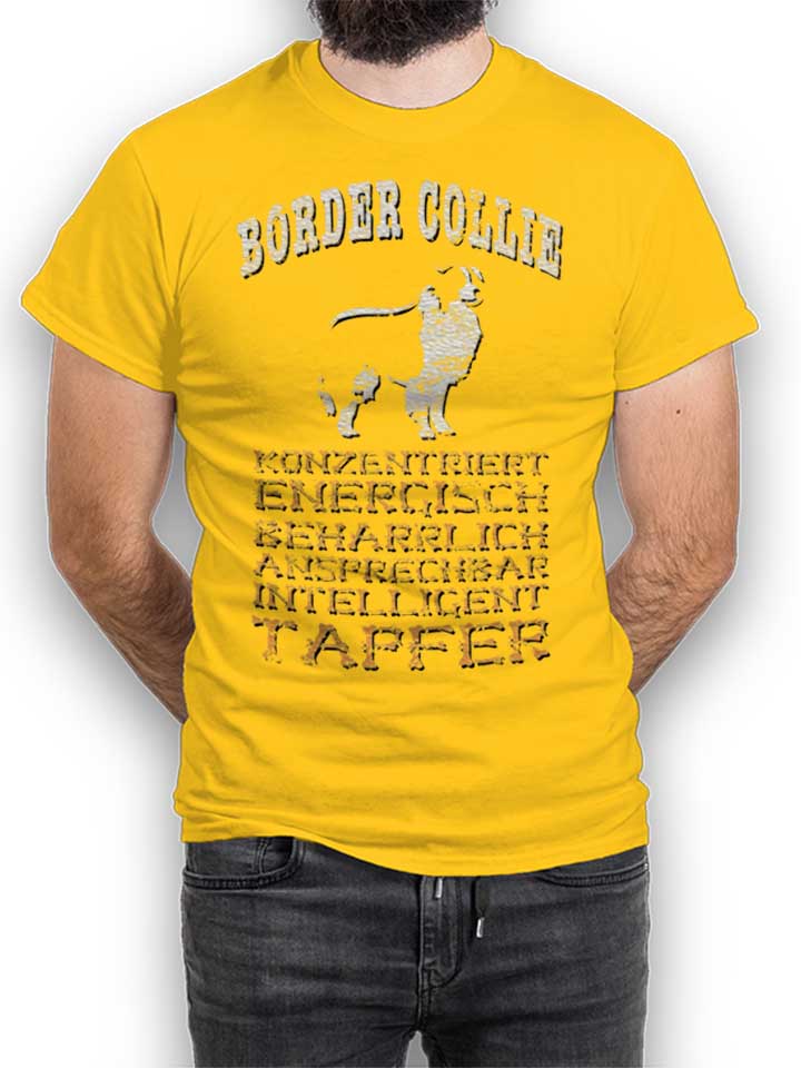 Hund Border Collie T-Shirt jaune L