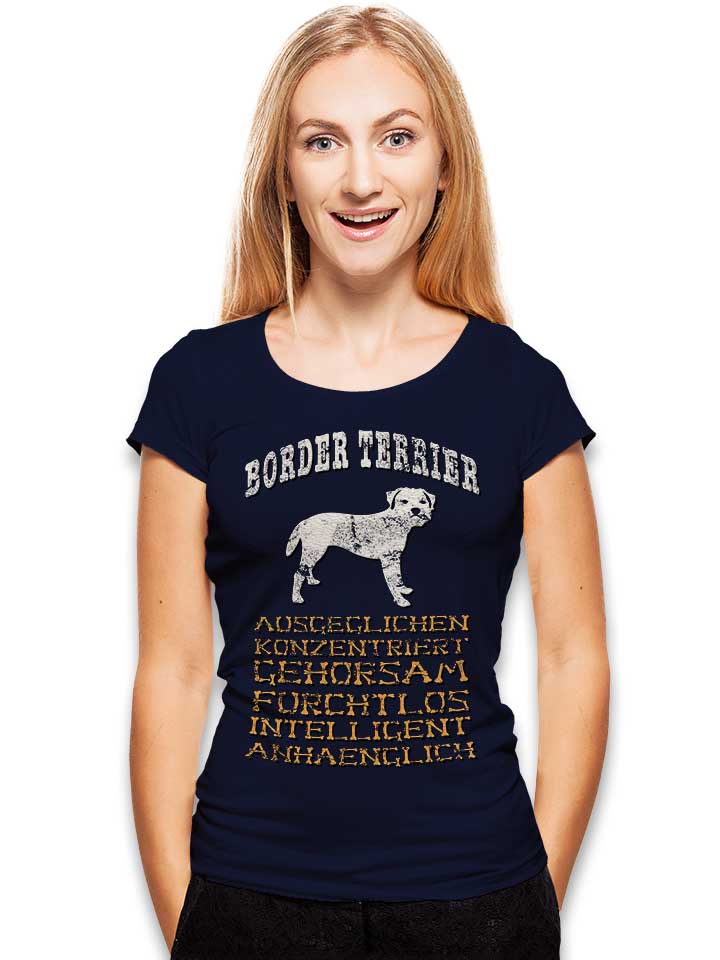 hund-border-terrier-damen-t-shirt dunkelblau 2