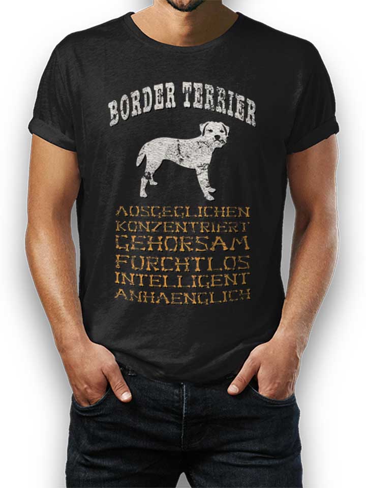 Hund Border Terrier T-Shirt schwarz L