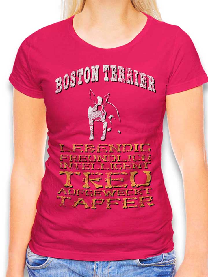 Hund Boston Terrier Damen T-Shirt fuchsia L