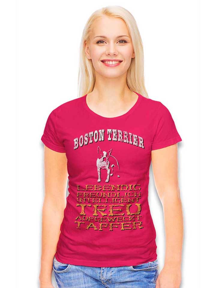 hund-boston-terrier-damen-t-shirt fuchsia 2