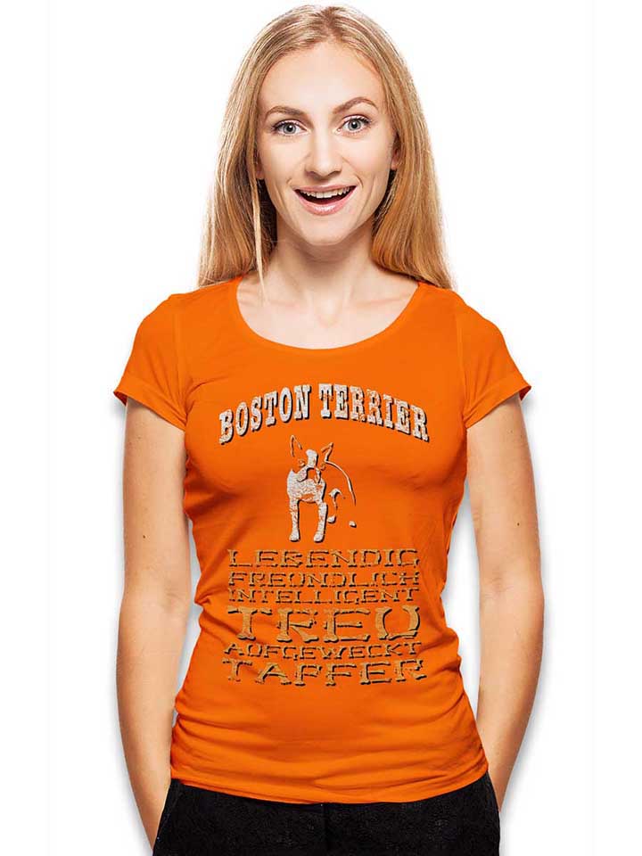 hund-boston-terrier-damen-t-shirt orange 2