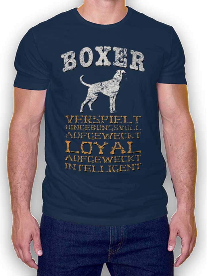 Hund Boxer T-Shirt dunkelblau L