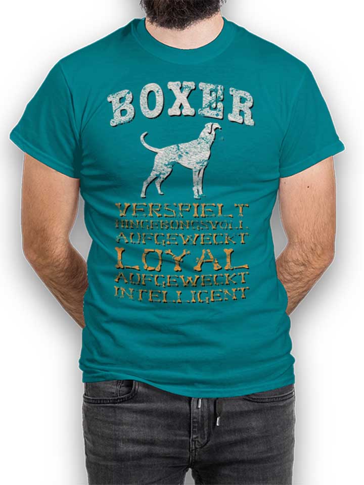 Hund Boxer T-Shirt tuerkis L
