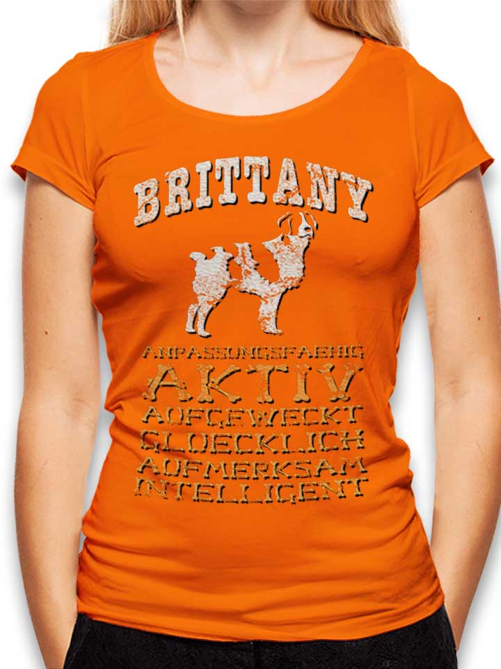 Hund Brittany T-Shirt Femme orange L