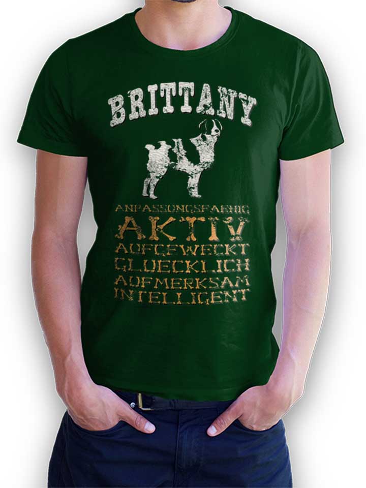 Hund Brittany T-Shirt vert-fonc L