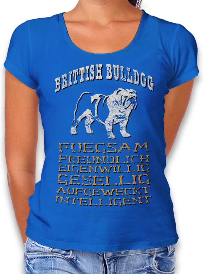 Hund Brittish Bulldog T-Shirt Femme bleu-roi L