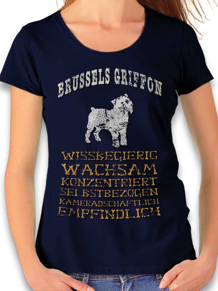 hund-brussels-griffon-damen-t-shirt dunkelblau 1