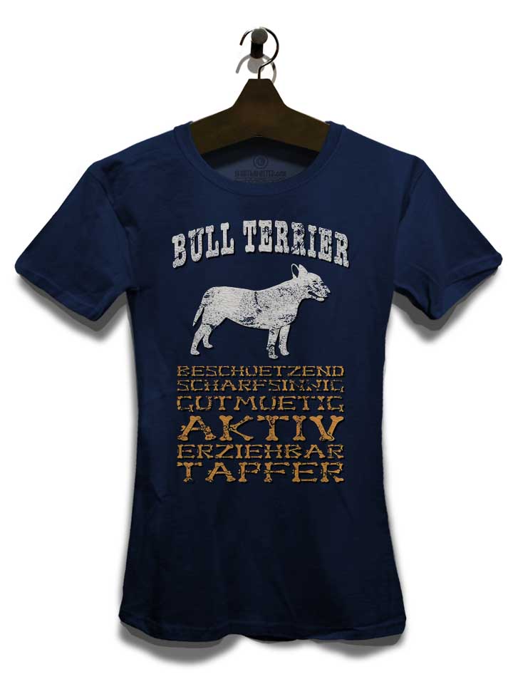 hund-bull-terrier-damen-t-shirt dunkelblau 3