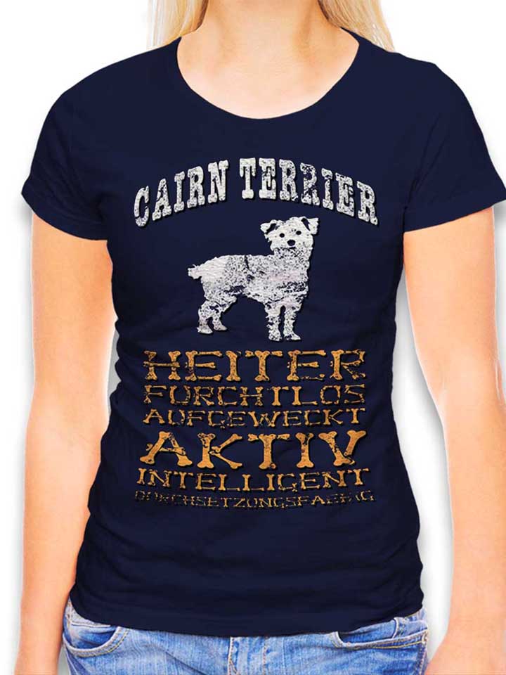 hund-cairn-terrier-damen-t-shirt dunkelblau 1