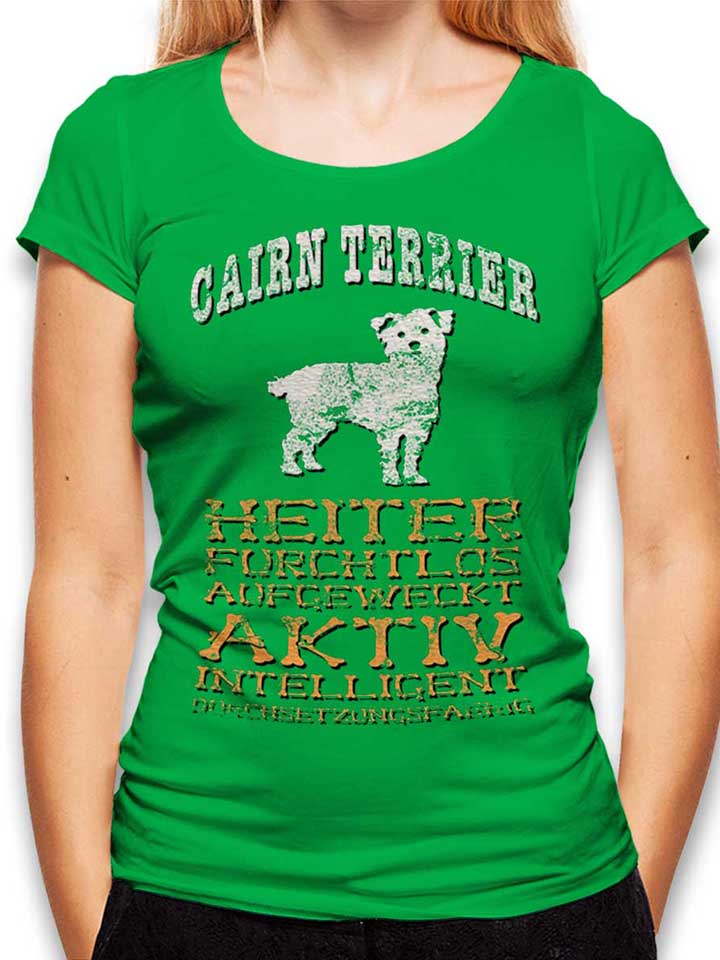 hund-cairn-terrier-damen-t-shirt gruen 1