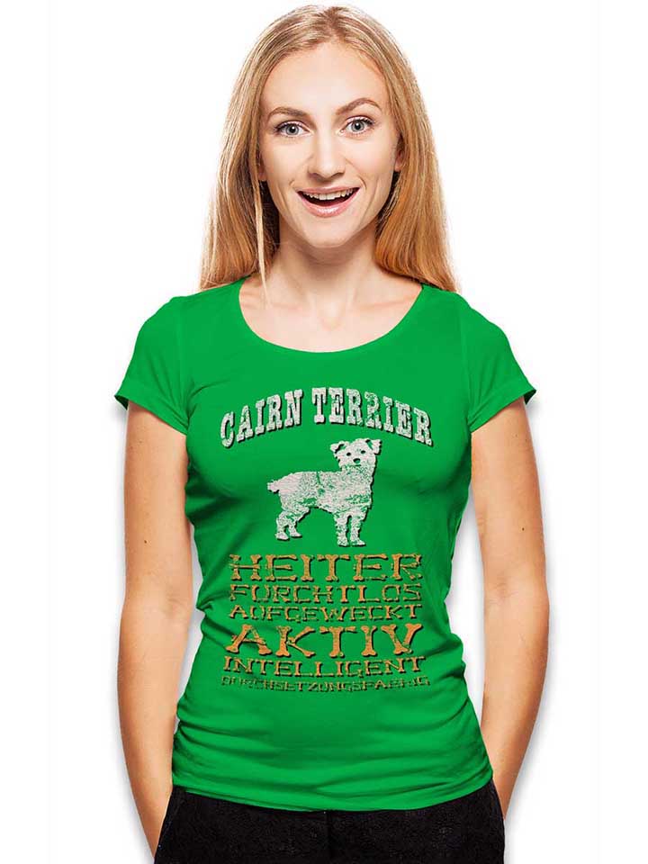 hund-cairn-terrier-damen-t-shirt gruen 2