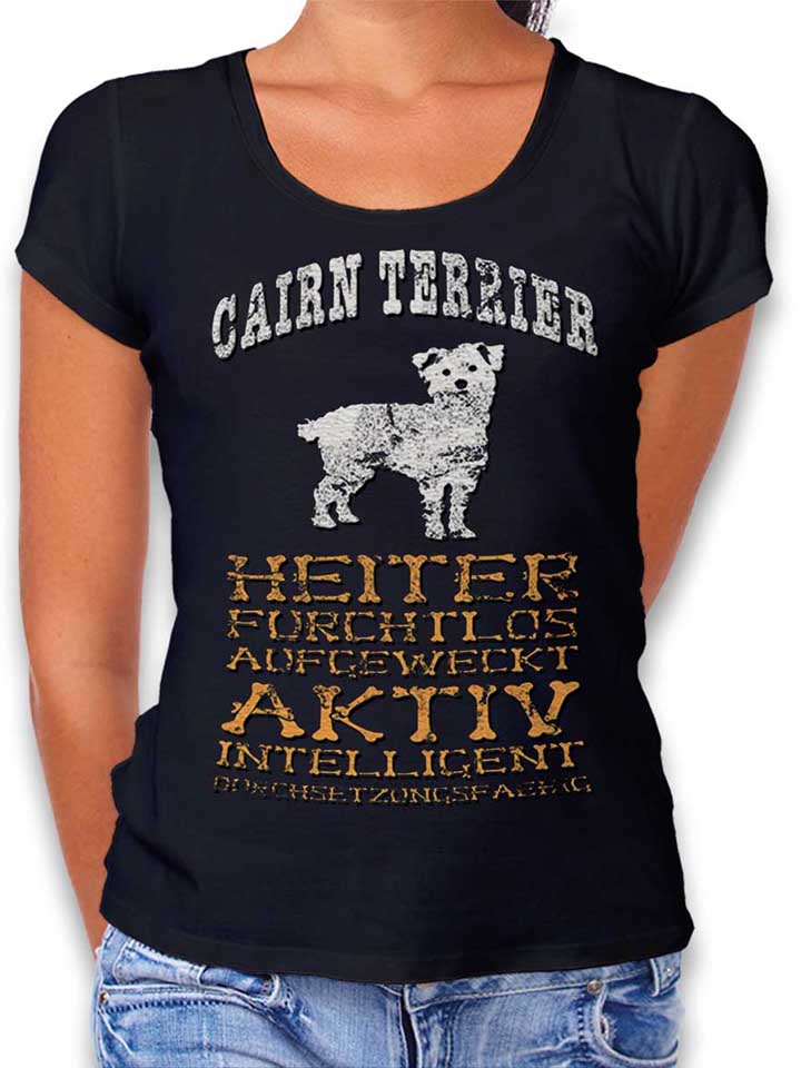 hund-cairn-terrier-damen-t-shirt schwarz 1