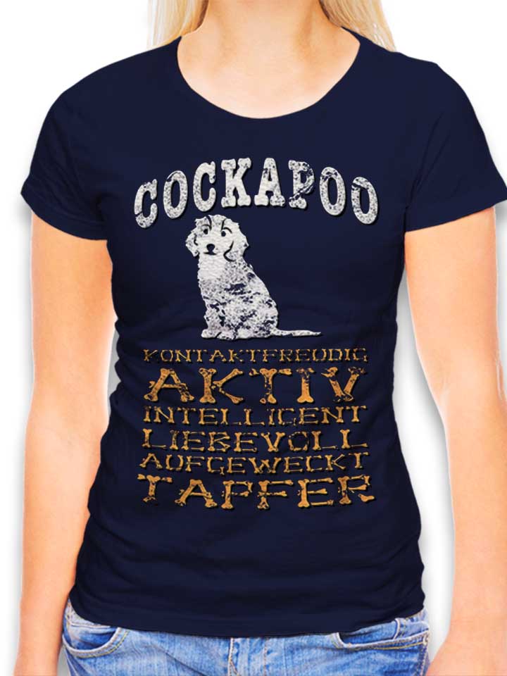 Hund Cockapoo Damen T-Shirt dunkelblau L