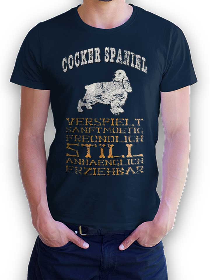 Hund Cocker Spaniel T-Shirt dunkelblau L