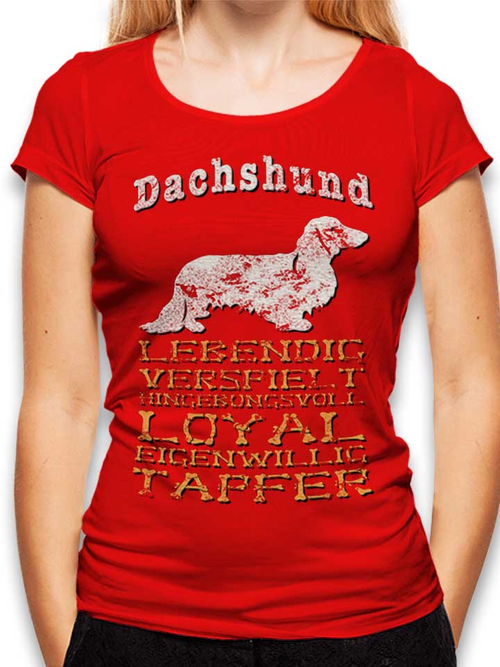 Hund Dachshund Damen T-Shirt rot L