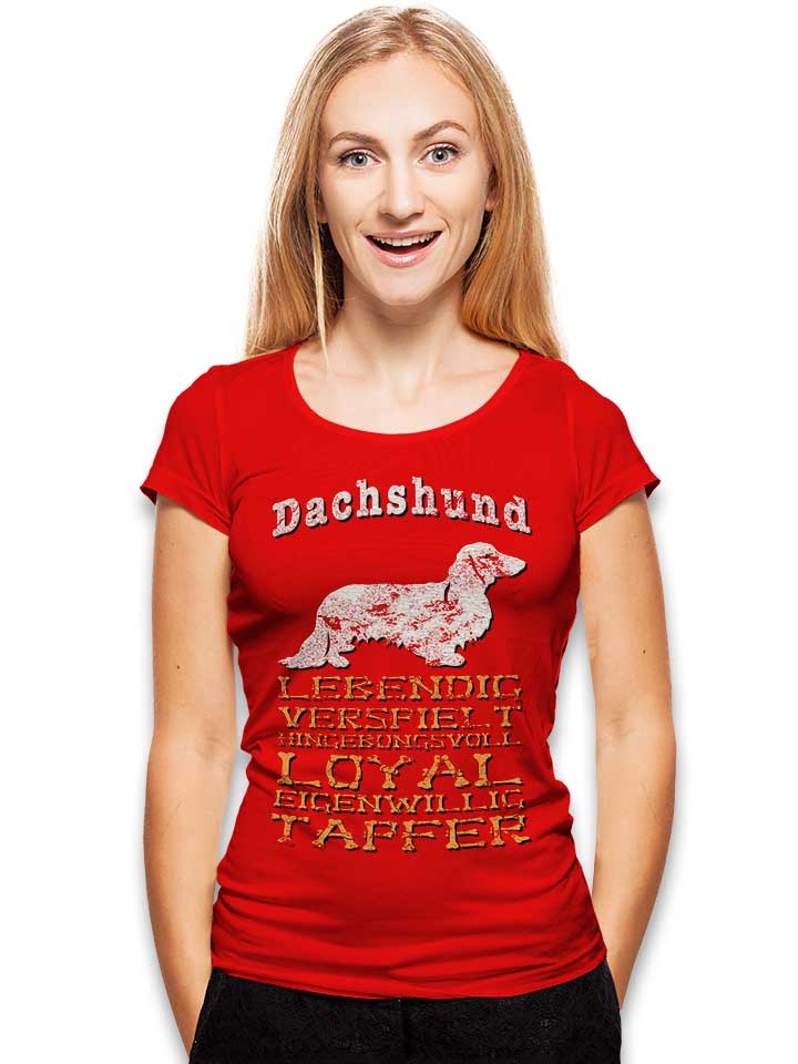 hund-dachshund-damen-t-shirt rot 2