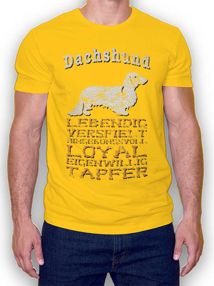 Hund Dachshund T-Shirt gelb L
