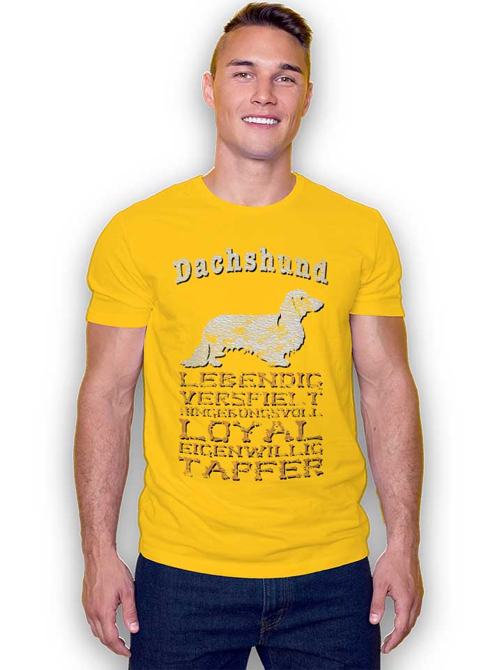 hund-dachshund-t-shirt gelb 2