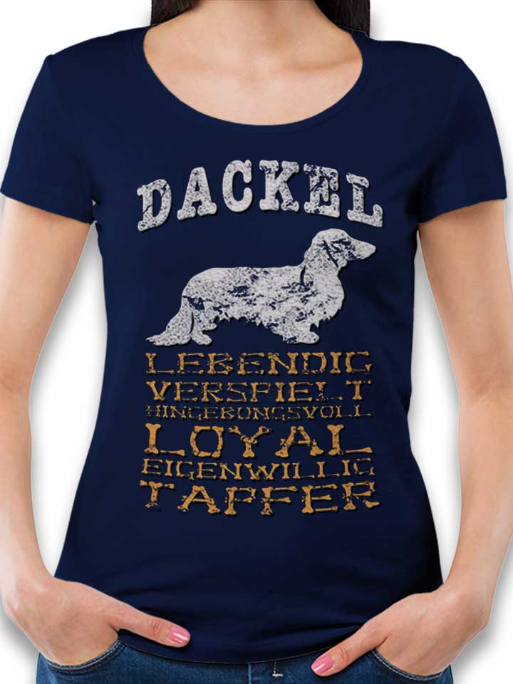 Hund Dackel Womens T-Shirt deep-navy L